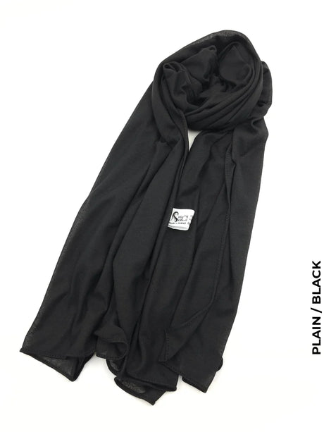 Turkey Scarf (خام تركي شيلا) Plain / Black (Hijab)