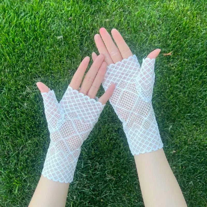 Hollow out fingerless gloves