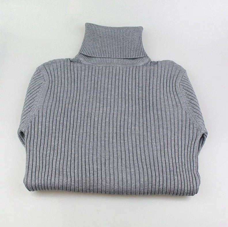 Turtle neck warm women sweater winter with Thumb open