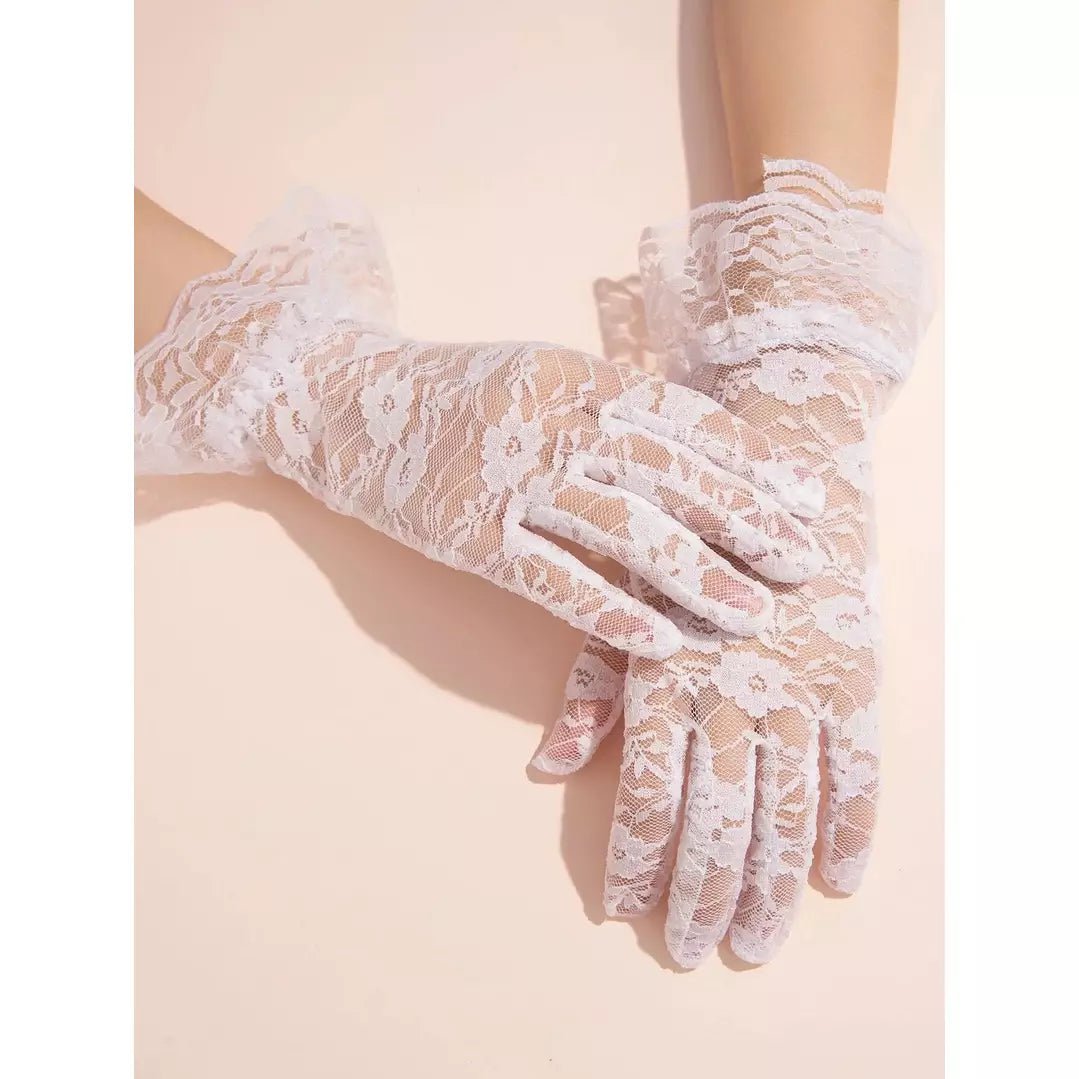 Floral Lace Gloves | Full Finger | Stylish