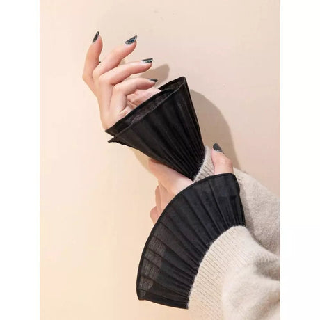 Pleated Sleeve wrist Cuffs lace detachable women gloves