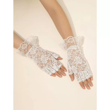 Floral Fingerless Gloves black and white
