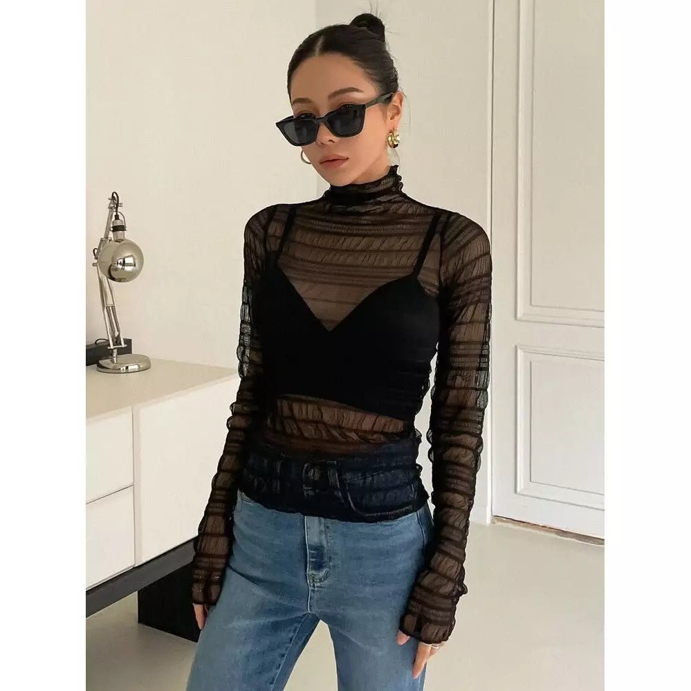 High neck mesh top new arrivals