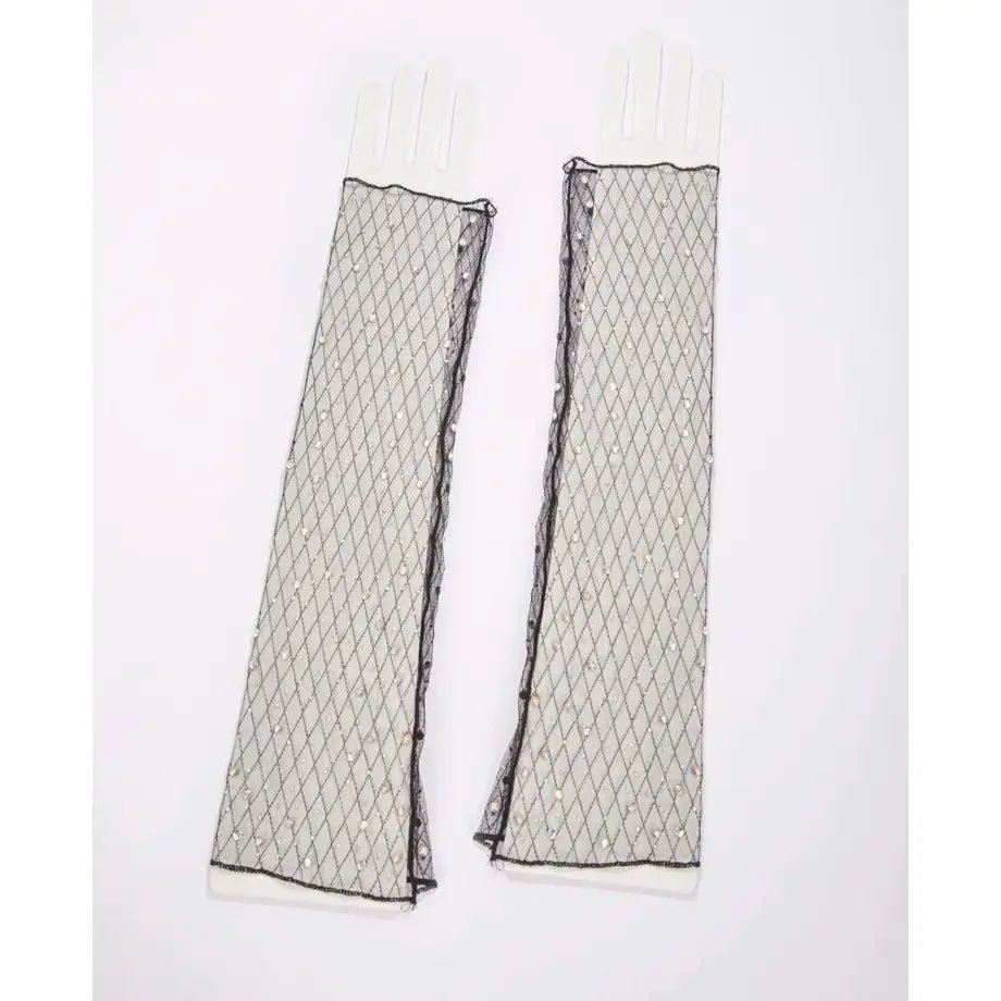 Rhinestone decor checks arm sleeves