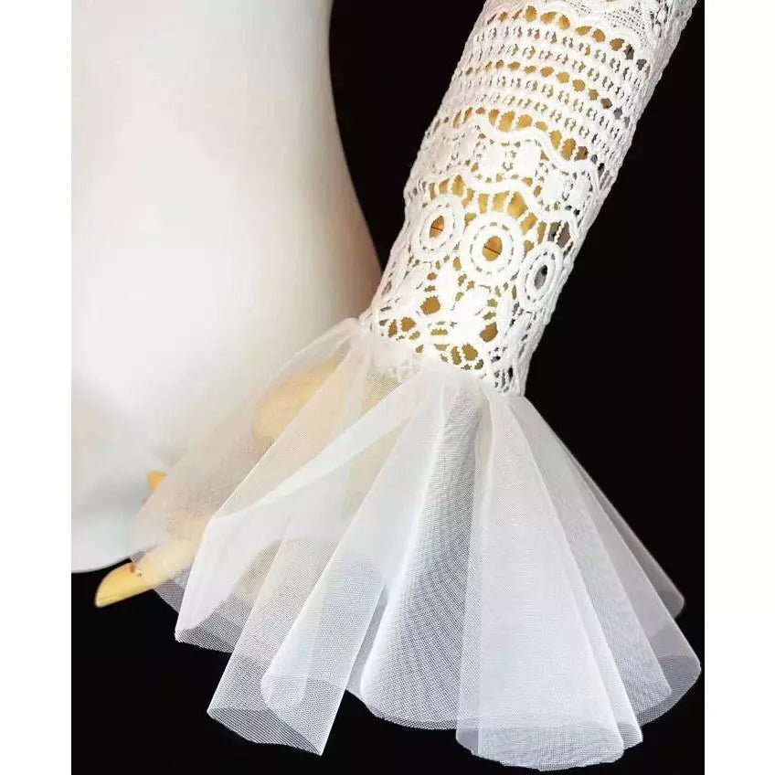 Hollow out Lace panel Bridal gloves