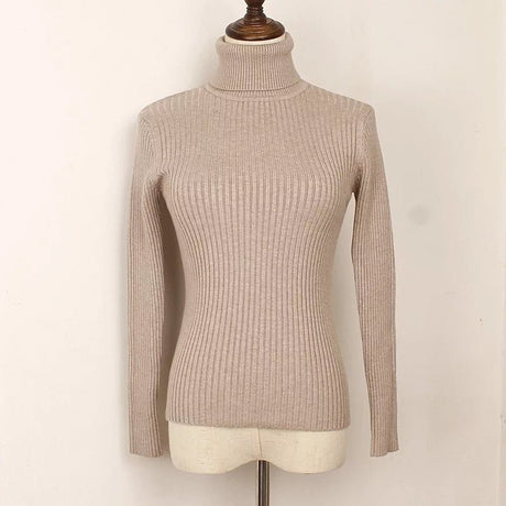 Turtle neck warm women sweater winter with Thumb open