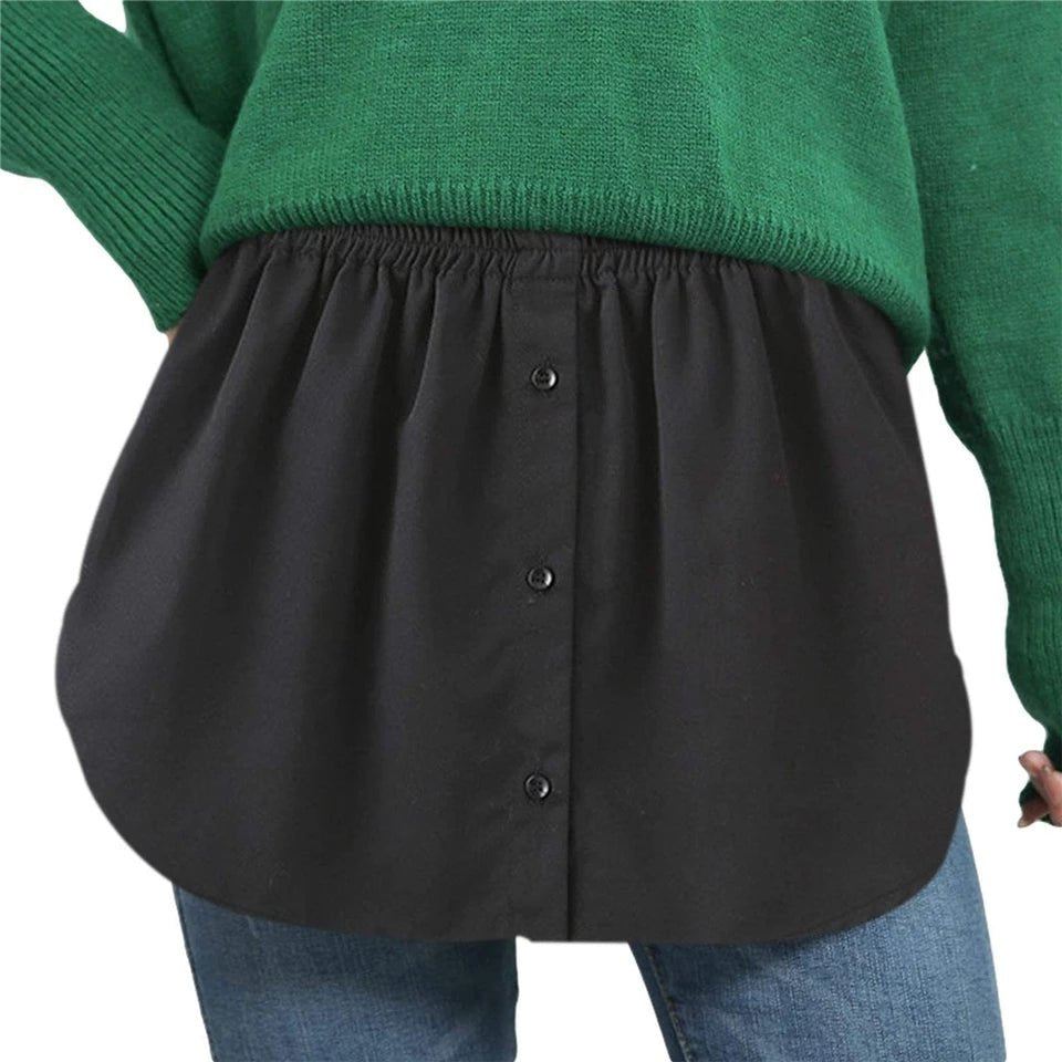 Women's Mini Shirt Extensions Adjustable Layering Fake Top Lower Sweep Shirt  Extender Hem Elastic Waist Mini Skirt Hem