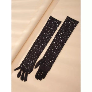 Rhinestone Decor Gloves