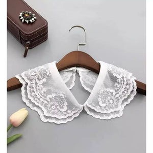 Floral Embroidered Dickey Collar | Faux Pearl Decor