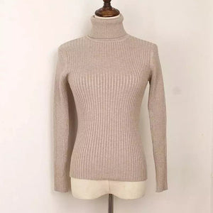 Turtle neck warm women sweater winter with Thumb open