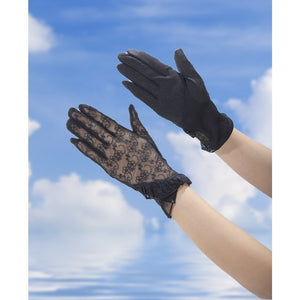 Black Floral embroidered mesh Gloves