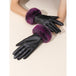 Solid Fuzzy Leather trim gloves for winter 3 designs