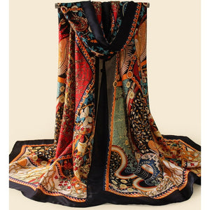 Chain print silk scarf 180*90