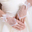 Bow decor lace gloves