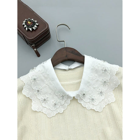 Flower Decor Dickey Collar | Neck Ruffle Collar