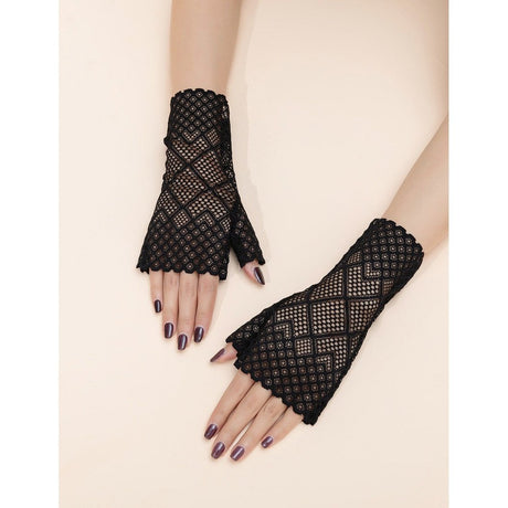 Hollow out fingerless gloves