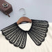 Women scallop collar shawl black and white