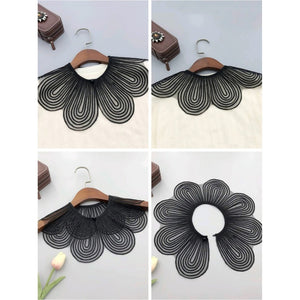 White and black Detachable scallop collar for women