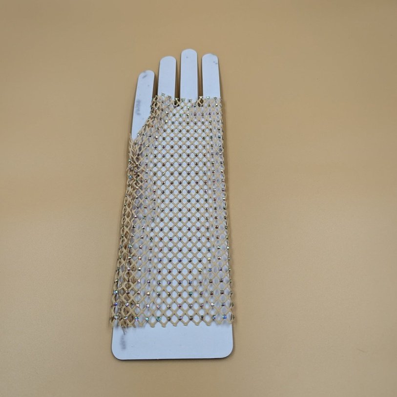 Fishnet Crystal Gloves for Women | Rhinestone Decor