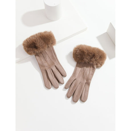 Solid Fuzzy Gloves for winter black and beige