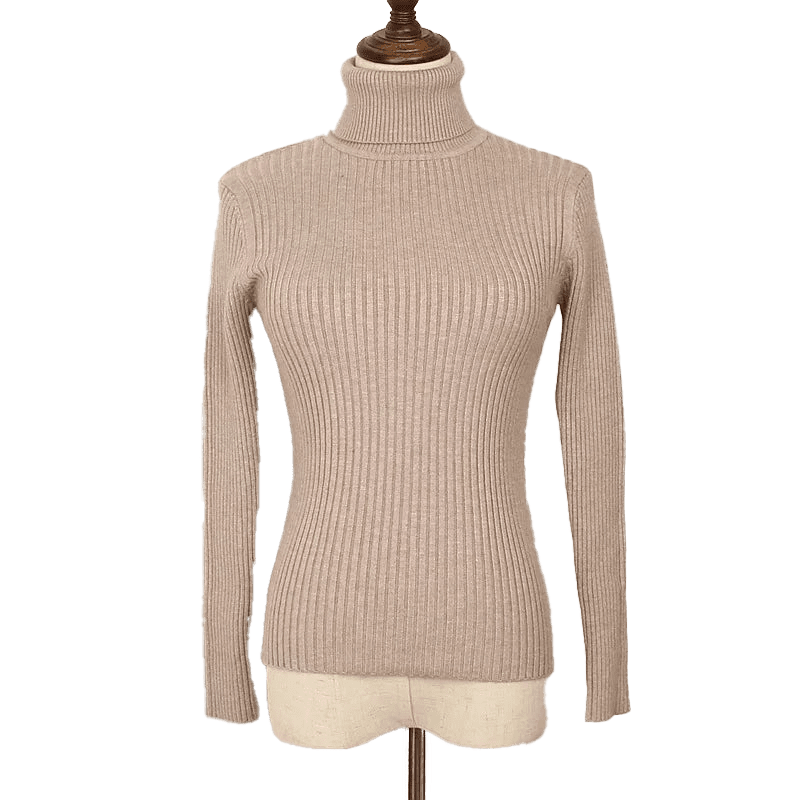 Turtle neck warm women sweater winter with Thumb open