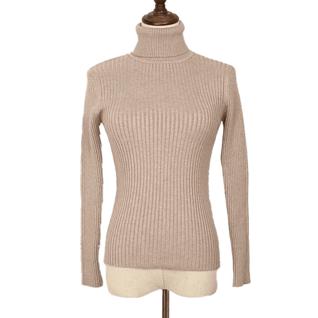 Turtle neck warm women sweater winter with Thumb open