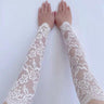 Lace gloves with floral design sleeves