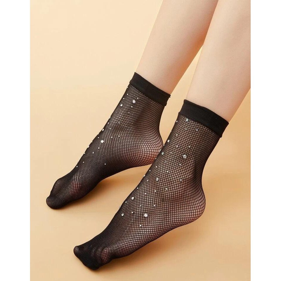 Rhinestone crystal fishnet socks