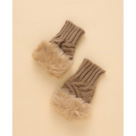 Trim Fluffy Knit Gloves Fingerless Winter gloves